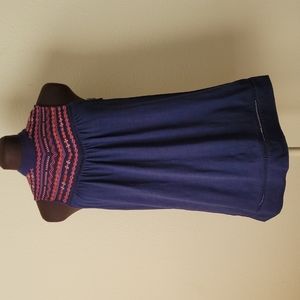 Knox Rose XS Navy Blue Embroidered Sleeveless Top